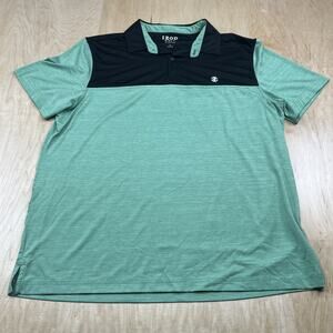 IZOD Golf Polo Men’s Large Mint Green Black Colorblock Stretch GC Performance